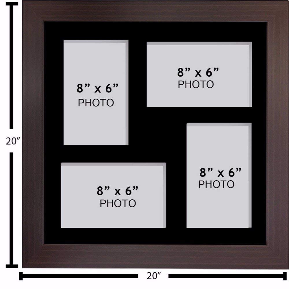 Large Multi Picture Photo Aperture Frame, 8” x 6” size with 4 openings.